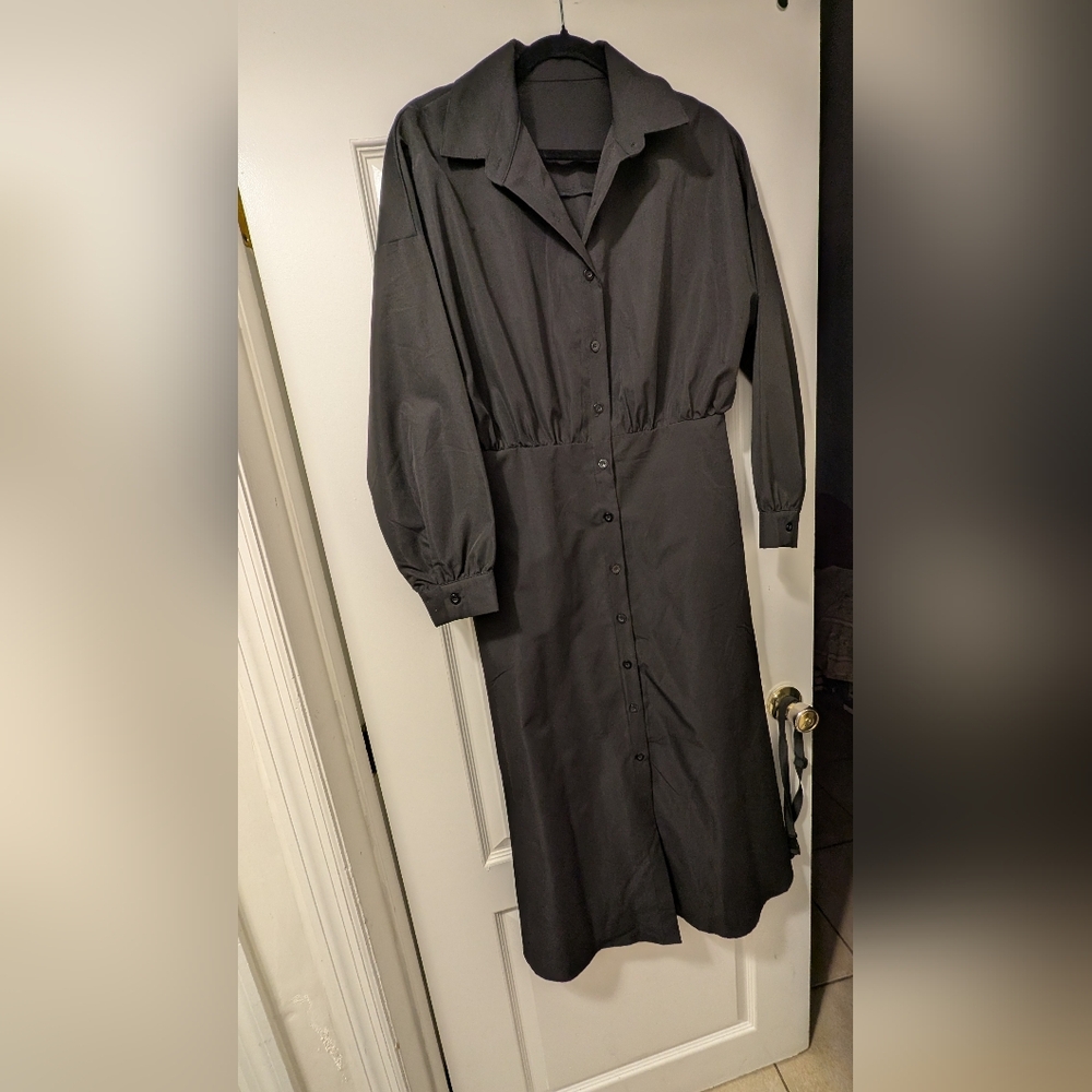 Elegant Black Button-Down Dress